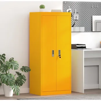 Zásuvkový kontejner vidaXL Úložná skříňka Hořčicově žlutá 60 x 40 x 140 cm Ocel [891739]