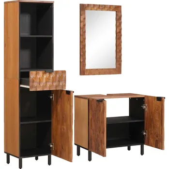 Koupelnový nábytek vidaXL Koupelnové sady 3 pcs Akáciová hnědá Masivní mangové dřevo [3310037]