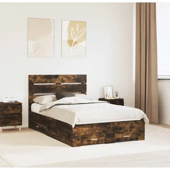 Postel vidaXL Rám postele s čelo Kouřový dub 120 x 190 cm kompozitní dřevo [3412000]