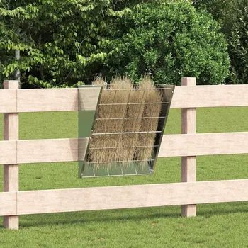 Chov hospodářského zvířete vidaXL Závěsný krmítko na seno Stříbrná 61 x 33 x 66 cm [874635]