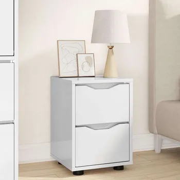 Noční stolek vidaXL Noční stolek se zásuvkou Vysoce lesklá bílá 30,5 x 30 x 43 cm [888805]