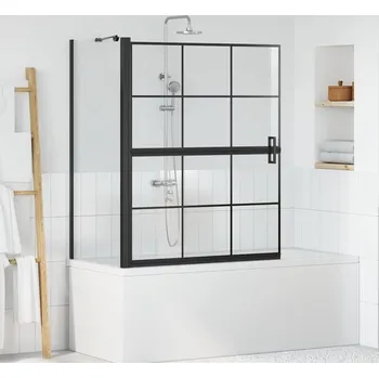 vidaXL Sprchová obrazovka do vany Černá a průhledná 116 x 68 x 128 cm [42018554]