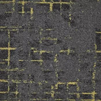 Koberec Belgotex kobercové čtverce Macro 95 šedo-žlutý