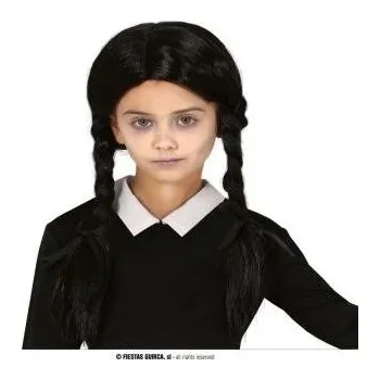 Karnevalová paruka GUIRCA Černá paruka s copánky - Wednesday - Halloween