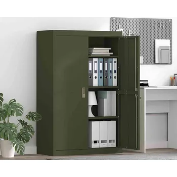 Zásuvkový kontejner vidaXL Úložná skříňka 2 pcs Olivově zelená 90 x 40 x 140 cm Ocel [3406164]