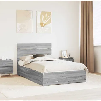 Postel vidaXL Rám postele s čelo Šedá Sonoma 120 x 190 cm kompozitní dřevo [3412001]