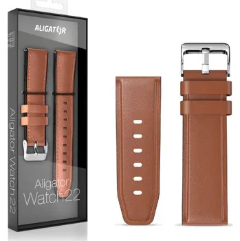 Řemínek na hodinky Řemínek ze syntetické kůže ALIGATOR 22mm, hnědý