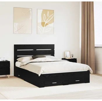 Postel vidaXL Rám postele se zásuvkou Černý dub 140 x 190 cm kompozitní dřevo [3411973]