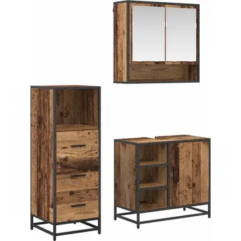 Koupelnový nábytek vidaXL Sada koupelnového nábytku 3 pcs Staré dřevo kompozitní dřevo [3402369]