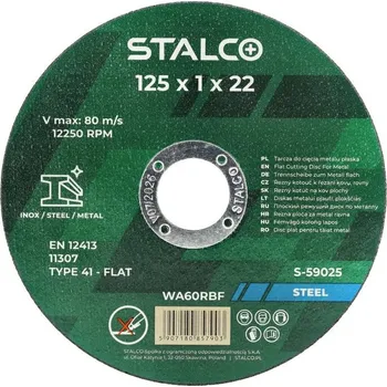 Řezný kotouč Kotouč řezný na kov, rovný, ø 125 x 1,0 mm, STALCO