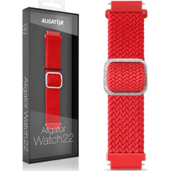 Řemínek na hodinky Řemínek textilní ALIGATOR 22mm, červený