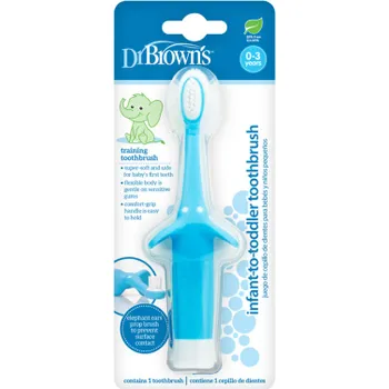 Zubní kartáček Dr.Browns Zubní kartáček tréninkový Sloník 0-36m modrý