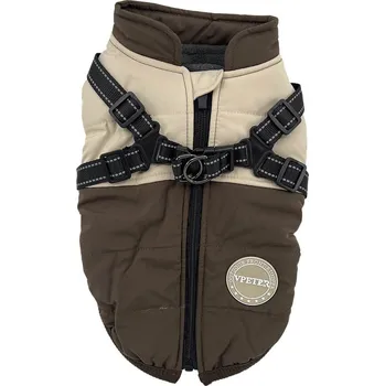 Obleček pro psa Vsepropejska City-warm zimní bunda pro psa s postrojem Barva: Hnědá, Délka zad (cm): 26, Obvod hrudníku: 30 - 38 cm