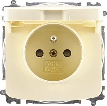 Elektrická zásuvka ABB Tango Zásuvka s víčkem, E (francouzská), termoplast, slonová kost&nbsp;5519A-A02397C