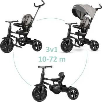 Dětská tříkolka QPLAY Tříkolka Rito star Grey, skládací, věk 10-72 měsíců