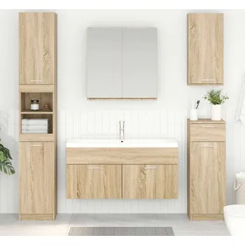 Koupelnový nábytek vidaXL Skříňka pod umyvadlo s úložištěm Sonoma dub kompozitní dřevo [880437]