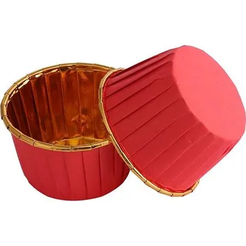 Potravinová fólie Košíčky na muffiny červené s pevným okrajem 50x39mm 100ks - Cakesicq
