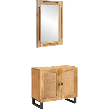 Koupelnový nábytek vidaXL Koupelnové sady s úložištěm 2 pcs Hnědá Masivní mangové dřevo [3310060]