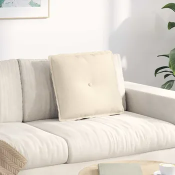 Polštář vidaXL Polštář na záda Krémová 50 x 45 cm Žebrovaná látka [42014652]