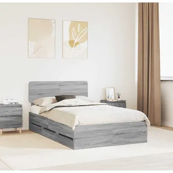 Postel vidaXL Rám postele s čelo Šedá Sonoma 120 x 200 cm Dřevěný materiál [3412211]