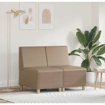 Pohovka vidaXL Modulová sedačka bez opěradel 2 pcs Cappuccino 55 x 74 x 82 cm [3399773]