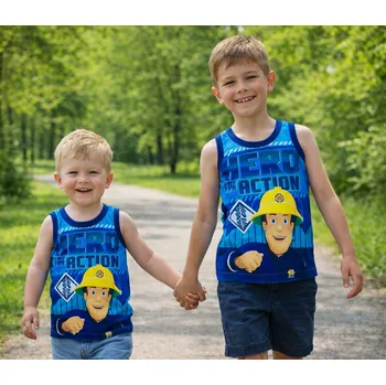 Chlapecké tričko Setino Chlapecké letní tílko POŽÁRNÍK SAM modré Modrá, Velikost: 104 104