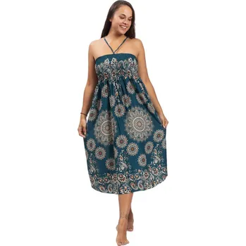 Dámské oblečení Dlouhá sukně / šaty THAI MANDALA petrolejová I.
