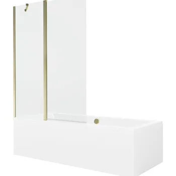 Vanová zástěna MEXEN/S - Cube obdélníková vana 170 x 80 cm s panelem + vanová zástěna 120, transparent, zlatá 550517080X9412115000