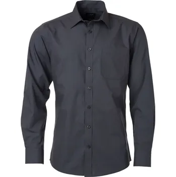 Pánská košile Popelínová košile s dlouhým rukávem JN 678 carbon S