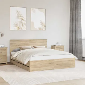 Postel vidaXL Rám postele s čelo Sonoma dub 160 x 200 cm Inženýrské dřevo [3410688]