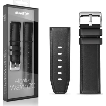 Řemínek na hodinky Řemínek ze syntetické kůže ALIGATOR 20mm, černý