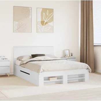 Postel vidaXL Rám postele s čelo Bílá 150 x 200 cm kompozitní dřevo [3408746]