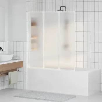 vidaXL Koupelná zástěna Mléčné 132 x 140 cm Hliník & PP panel [42023505]