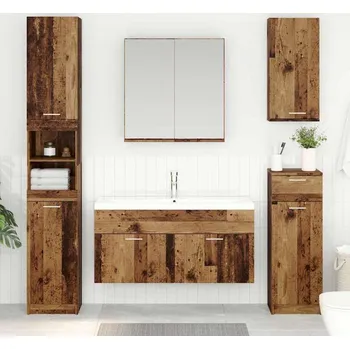 Koupelnový nábytek vidaXL Skříňka pod umyvadlo s úložištěm Staré dřevo kompozitní dřevo [880441]