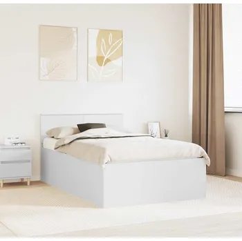 Postel vidaXL Rám postele s čelo Bílá 135 x 190 cm kompozitní dřevo [3408585]