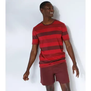 Pánské kraťasy Pyžamo se šortkami a pruhy bordó/červená 117/126