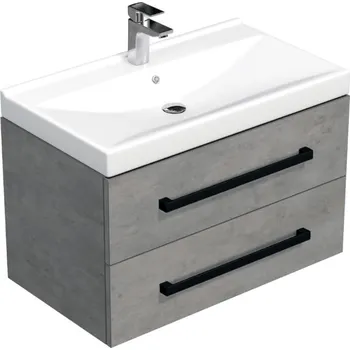 Ložnice Swiss aqua technologies Koupelnová skříňka s černou úchytkou a umyvadlem SAT Cube Way 80x53x46 cm beton mat CUBE46C802BEVER