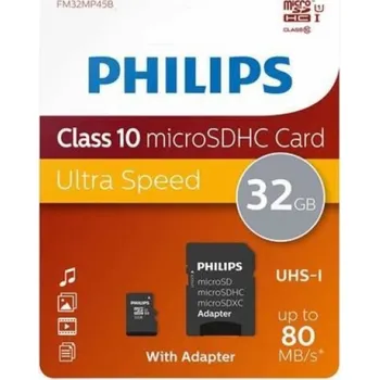 Paměťová karta Philips MicroSDHC Card 32GB paměťová karta + SD adaptér