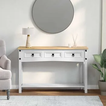 Konferenční stolek vidaXL Odkládací stolek Bílá 114 x 34,5 x 73 cm Masivní borové dřevo [42021195]