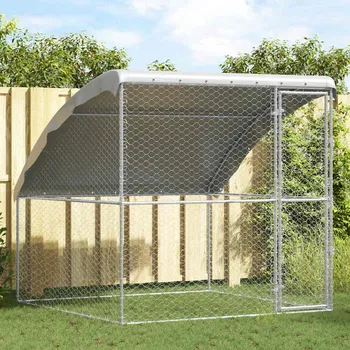 klec pro psa vidaXL Psí kennel s úložištěm Stříbrná 2 x 2 x 2 m Ocel [42008377]
