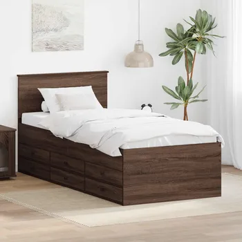 Postel vidaXL Daybed s čelo Hnědý dub a černá 75 x 190 cm kompozitní dřevo [3408542]