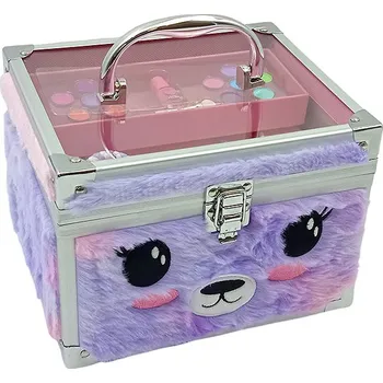Kosmetický kufr Excellent Plyšový kosmetický kufřík s make-upem, fialový medvídek