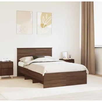 Postel vidaXL Rám postele s čelo Hnědý dub 120 x 123 cm kompozitní dřevo [3408871]