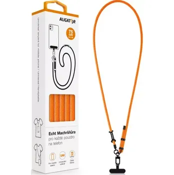 Pouzdro na mobilní telefon Šňůrka Crossbody Aligator Echt Machršňůra UNI neonově oranžová (Šňůrka Crossbody na mobil Aligator Echt Machršňůra neonově oranžová s extra odolností)