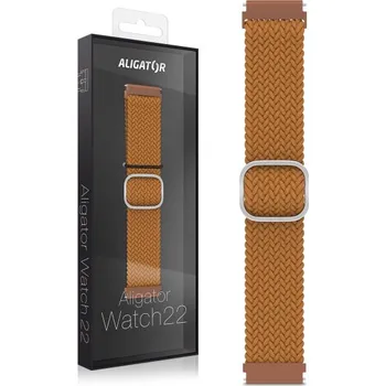 Řemínek na hodinky Řemínek textilní Aligator 22mm, hnědý