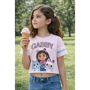 Dívčí tričko Eplusm Dívčí tričko GÁBININ KOUZELNÝ DOMEK krátký rukáv růžové Růžová, Velikost: 128 128