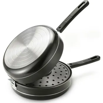 Pánev Oboustranná pánev dubleta s napařovací vložkou odnímatelná držadla 24 cm