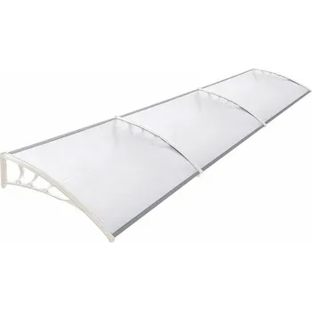 Stříška nad vchodové dveře Plastová ochranná stříška nad dveře bílá 300 x 90 cm