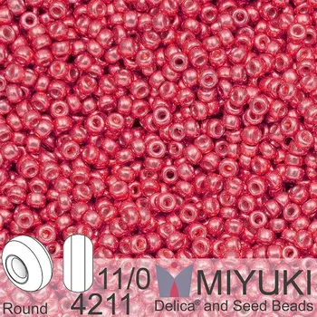 Korálek Korálky Miyuki Round 11/0. Barva 4211 Duracoat Galvanized Light Cranberry. Balení 5g