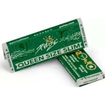 PURIZE papírky Queen Size - 76 mm, 50 ks v balení, nebělené (Kvalitní papírky PURIZE Queen Size Slim na ruční balení, kompaktní velikost, 50 ks v balení, hoří rovnoměrně.)